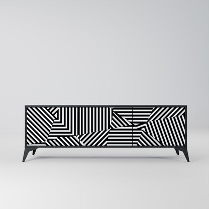 Mobile TV ILLUSIONARY LATTICE a 3 ante con finitura nera
