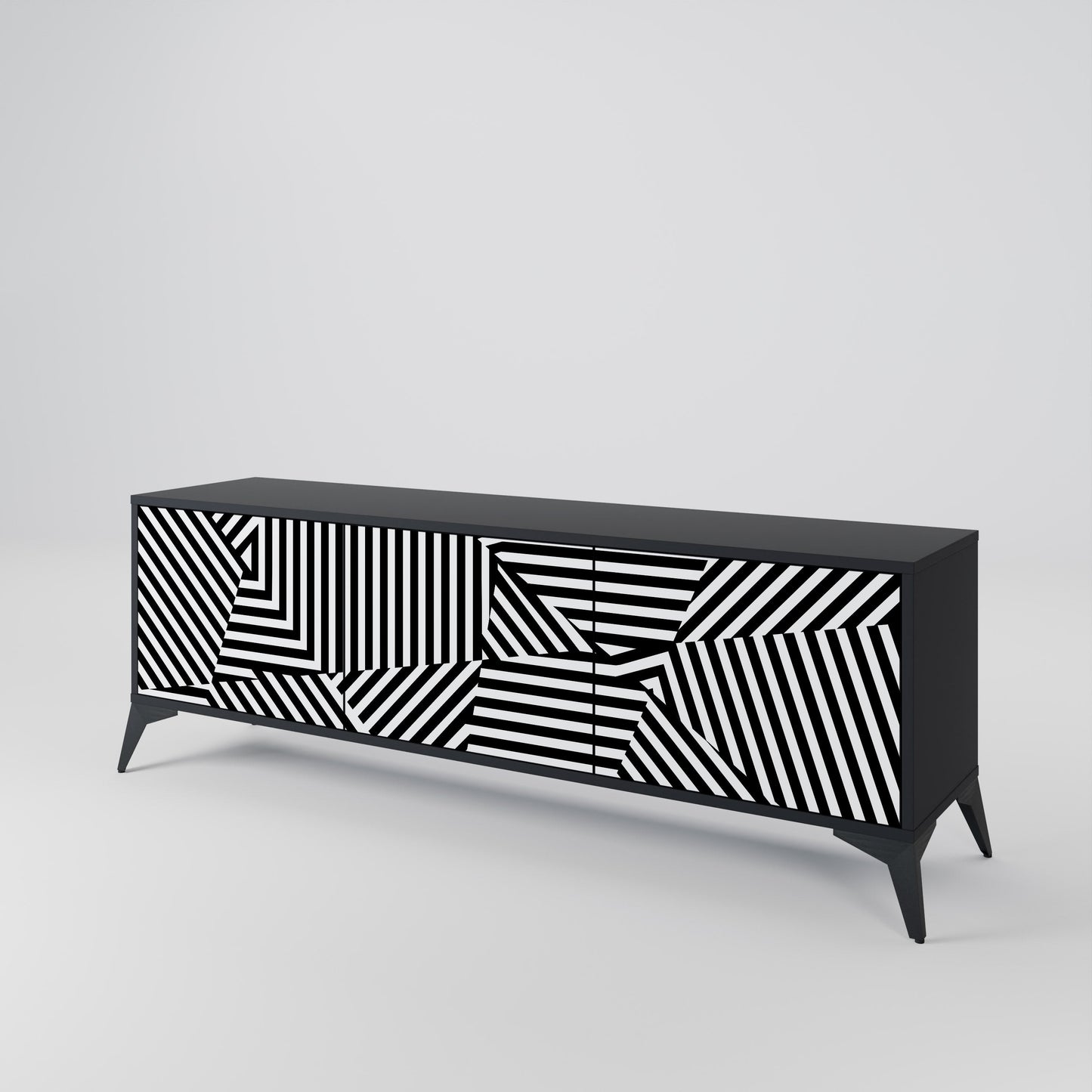 Mobile TV ILLUSIONARY LATTICE a 3 ante con finitura nera
