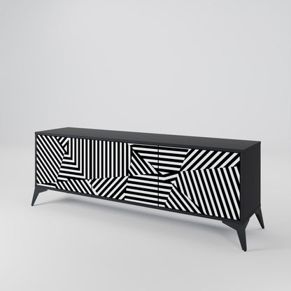 Mobile TV ILLUSIONARY LATTICE a 3 ante con finitura nera