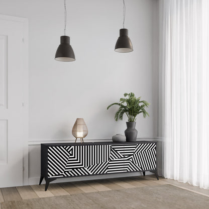 Mobile TV ILLUSIONARY LATTICE a 3 ante con finitura nera