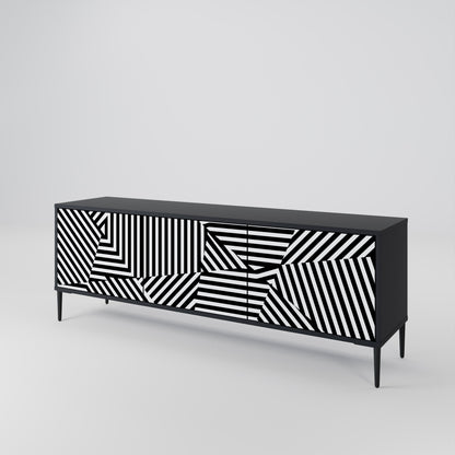 Mobile TV ILLUSIONARY LATTICE a 3 ante con finitura nera