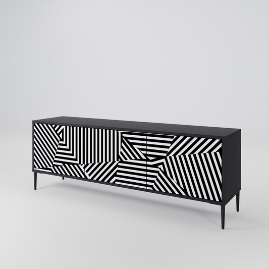 Mobile TV ILLUSIONARY LATTICE a 3 ante con finitura nera