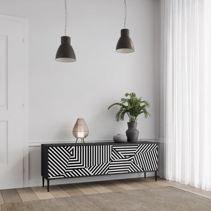 Mobile TV ILLUSIONARY LATTICE a 3 ante con finitura nera