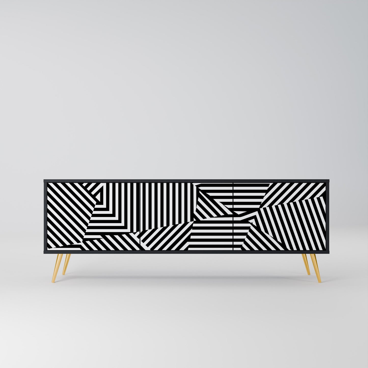 Mobile TV ILLUSIONARY LATTICE a 3 ante con finitura nera