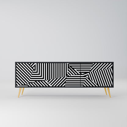 Mobile TV ILLUSIONARY LATTICE a 3 ante con finitura nera
