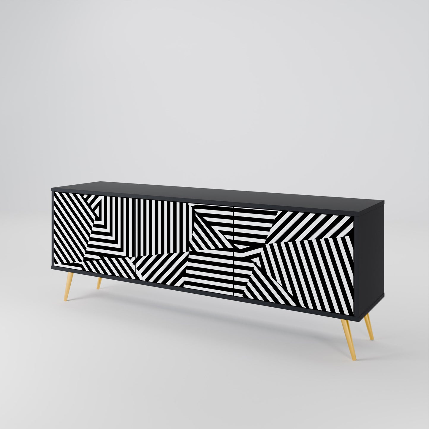 Mobile TV ILLUSIONARY LATTICE a 3 ante con finitura nera