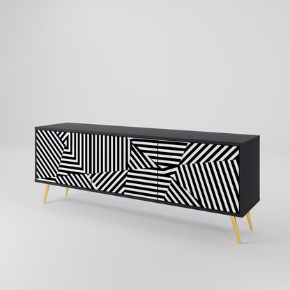 Mobile TV ILLUSIONARY LATTICE a 3 ante con finitura nera