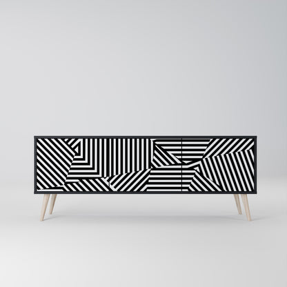 Mobile TV ILLUSIONARY LATTICE a 3 ante con finitura nera