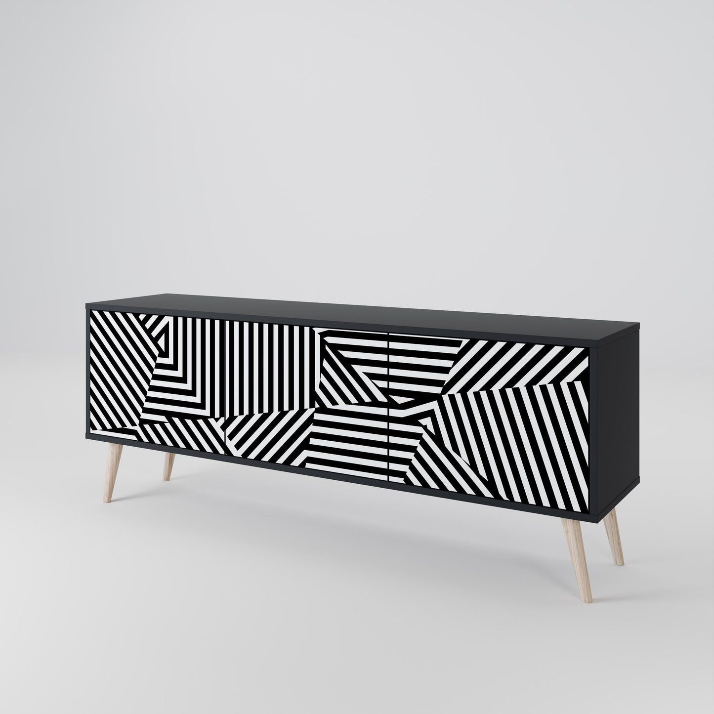 Mobile TV ILLUSIONARY LATTICE a 3 ante con finitura nera