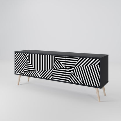 Mobile TV ILLUSIONARY LATTICE a 3 ante con finitura nera
