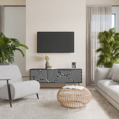 Mobile TV ILLUSIONARY LATTICE a 3 ante con finitura nera