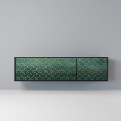 Mobile TV TESSELATED GREENERY a 3 ante con finitura nera
