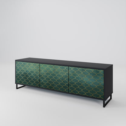 Mobile TV TESSELATED GREENERY a 3 ante con finitura nera