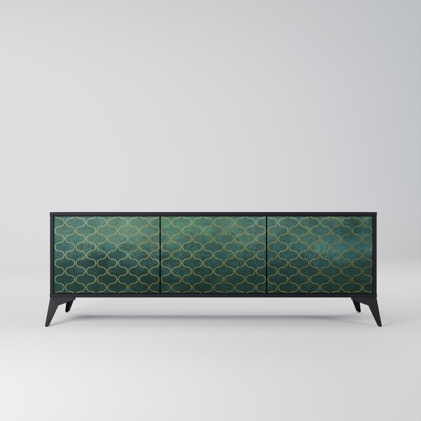 Mobile TV TESSELATED GREENERY a 3 ante con finitura nera