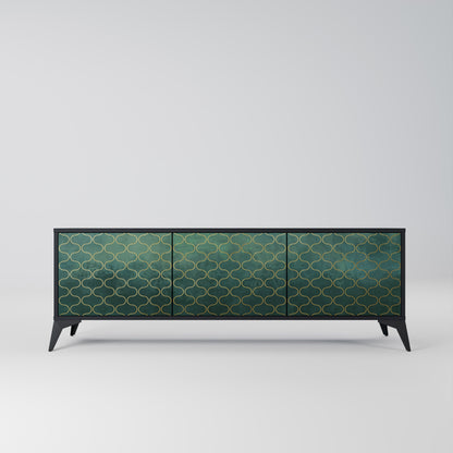Mobile TV TESSELATED GREENERY a 3 ante con finitura nera
