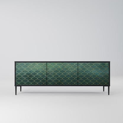Mobile TV TESSELATED GREENERY a 3 ante con finitura nera