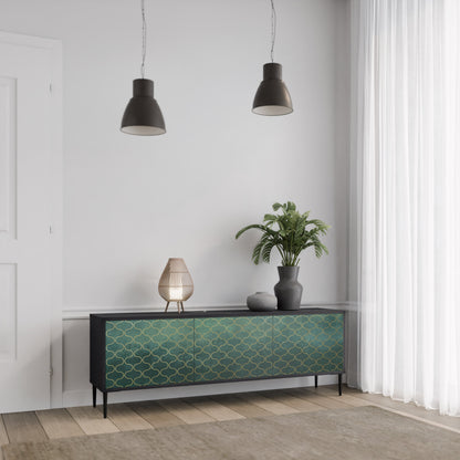 Mobile TV TESSELATED GREENERY a 3 ante con finitura nera