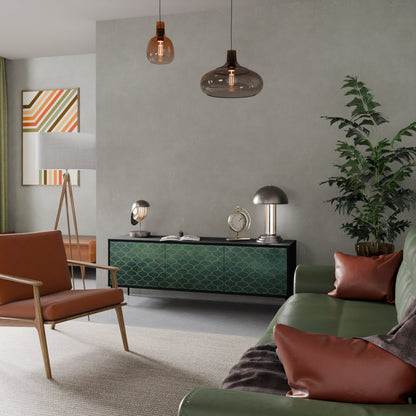 Mobile TV TESSELATED GREENERY a 3 ante con finitura nera