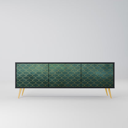 Mobile TV TESSELATED GREENERY a 3 ante con finitura nera