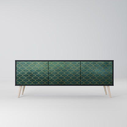 Mobile TV TESSELATED GREENERY a 3 ante con finitura nera