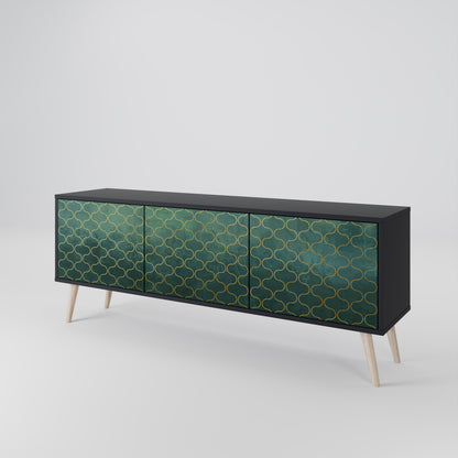 Mobile TV TESSELATED GREENERY a 3 ante con finitura nera