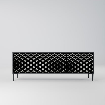 TESSELATED BLACKNESS 3-Door TV Stand in Black Finish