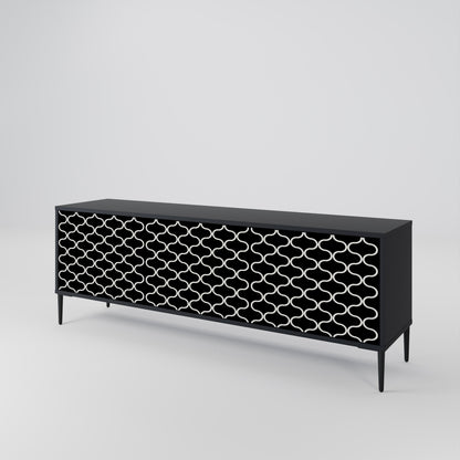 TESSELATED BLACKNESS 3-Door TV Stand in Black Finish