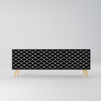TESSELATED BLACKNESS 3-Door TV Stand in Black Finish