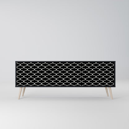 TESSELATED BLACKNESS 3-Door TV Stand in Black Finish