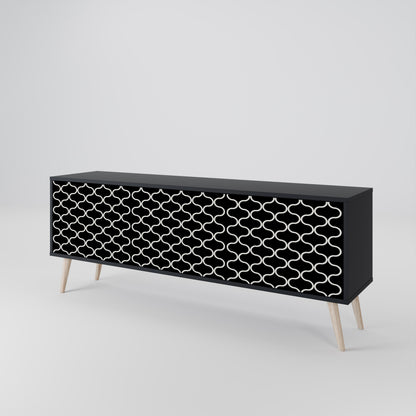 TESSELATED BLACKNESS 3-Door TV Stand in Black Finish