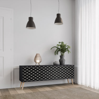 TESSELATED BLACKNESS 3-Door TV Stand in Black Finish
