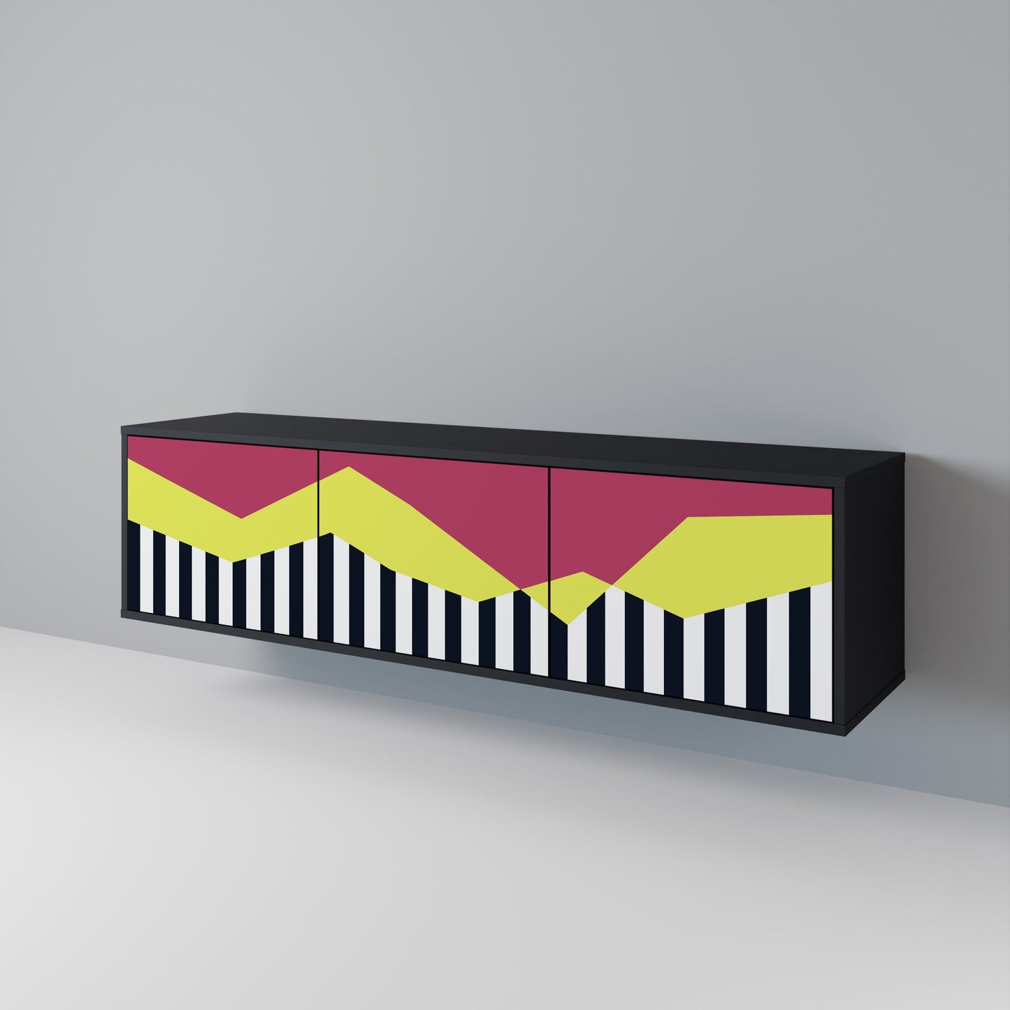 Mobile TV PIANO FANTASY a 3 ante in finitura nera