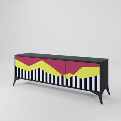 Mobile TV PIANO FANTASY a 3 ante in finitura nera
