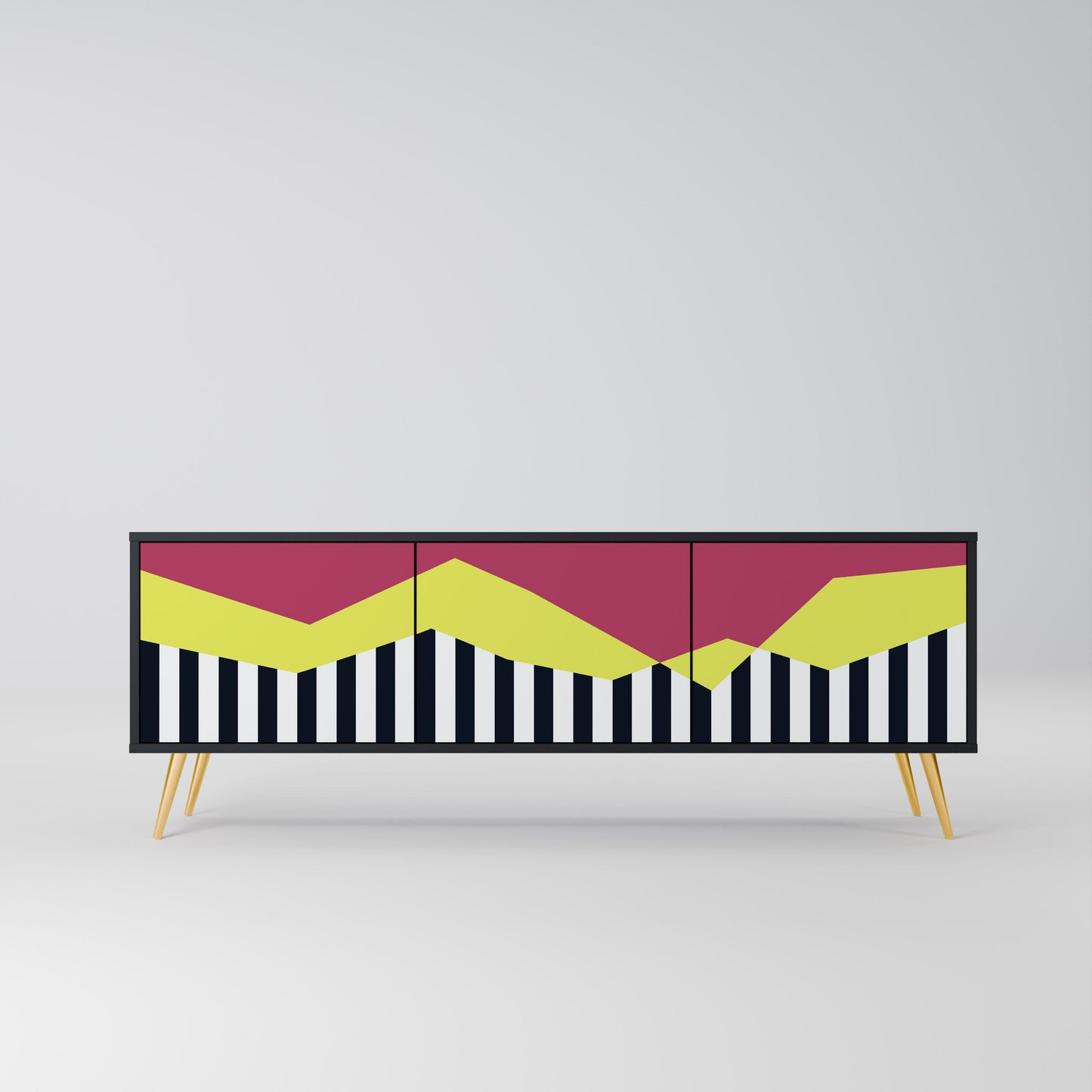 Mobile TV PIANO FANTASY a 3 ante in finitura nera