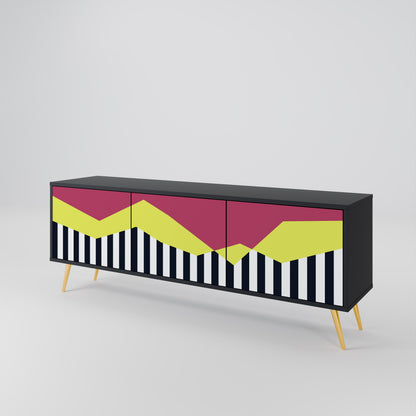 Mobile TV PIANO FANTASY a 3 ante in finitura nera