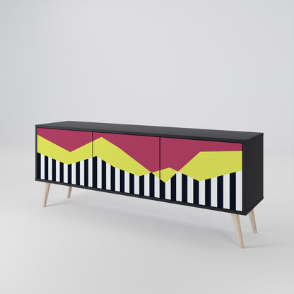 Mobile TV PIANO FANTASY a 3 ante in finitura nera