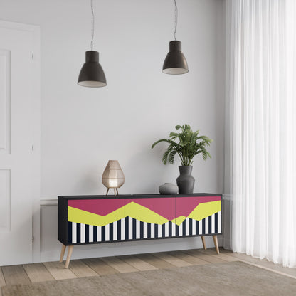 Mobile TV PIANO FANTASY a 3 ante in finitura nera