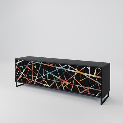 Mobile TV POLYGON VERVE a 3 ante con finitura nera