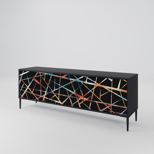Mobile TV POLYGON VERVE a 3 ante con finitura nera