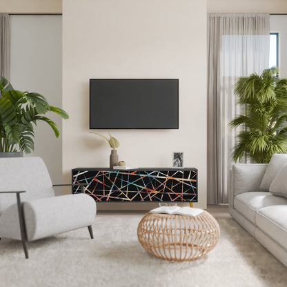 Mobile TV POLYGON VERVE a 3 ante con finitura nera