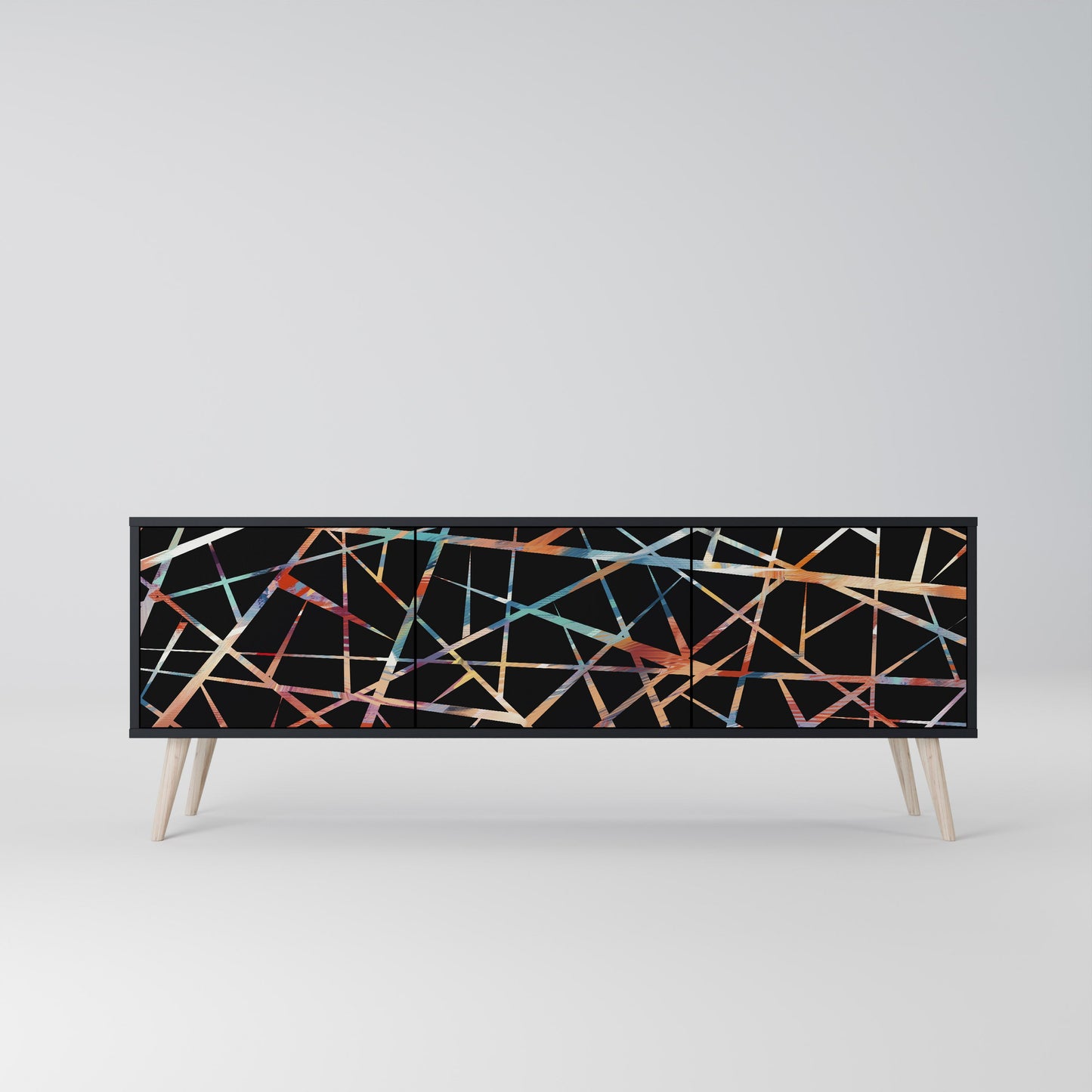 Mobile TV POLYGON VERVE a 3 ante con finitura nera