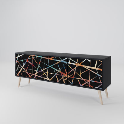 Mobile TV POLYGON VERVE a 3 ante con finitura nera