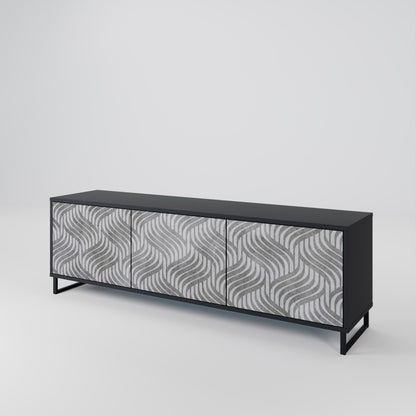 Mobile TV CONCRETE MOVEMENT a 3 ante in finitura nera