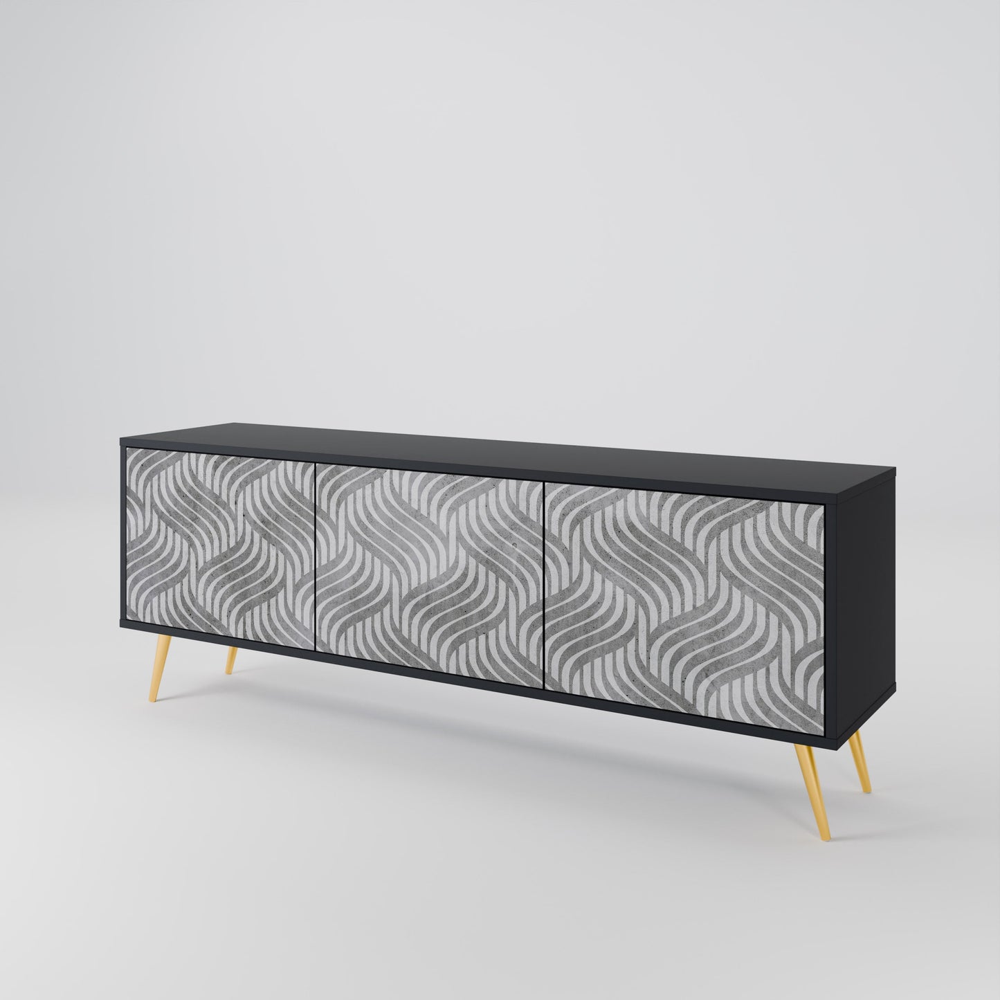 Mobile TV CONCRETE MOVEMENT a 3 ante in finitura nera