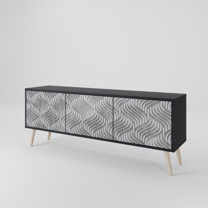 Mobile TV CONCRETE MOVEMENT a 3 ante in finitura nera