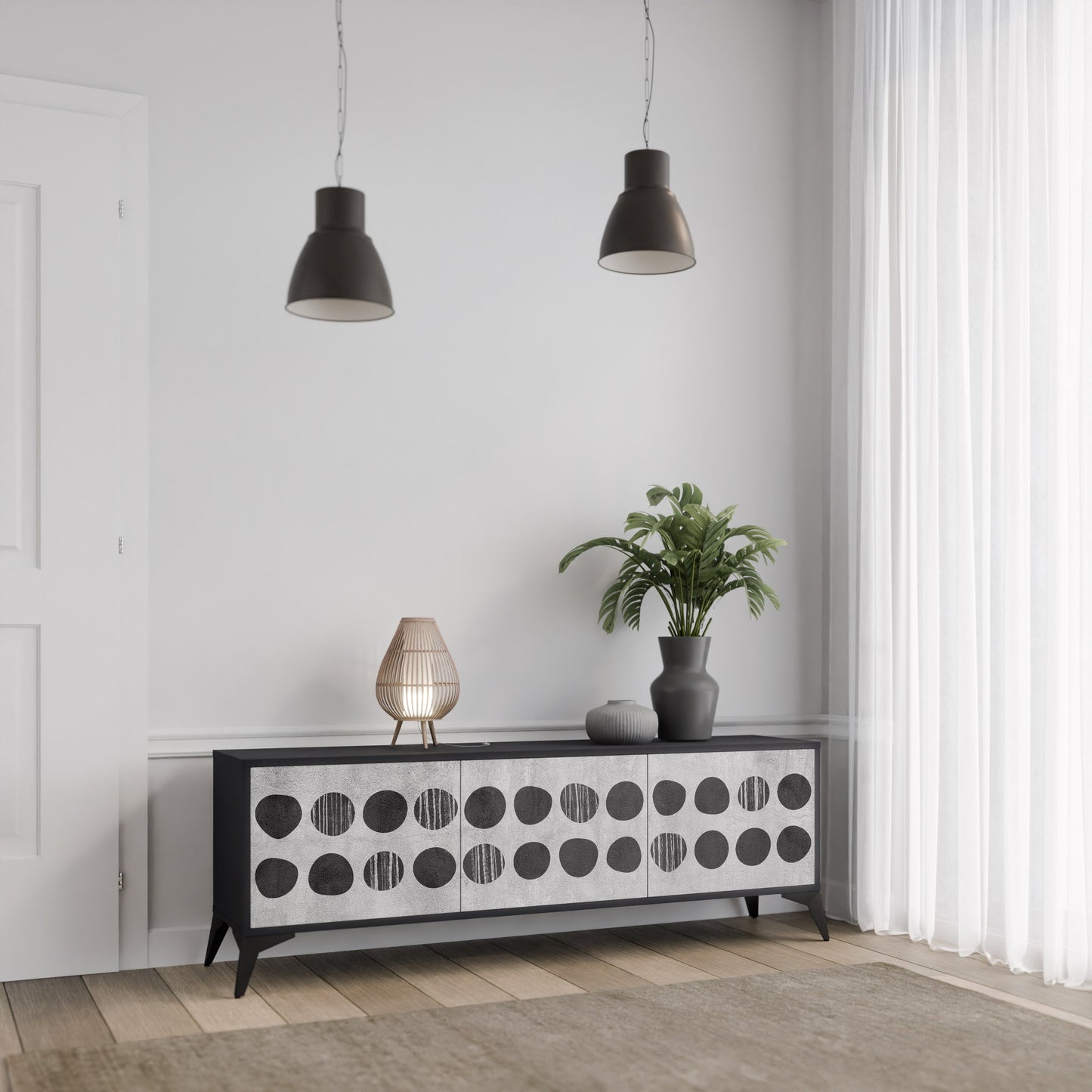 Mobile TV GHOSTLY GRADIENTS a 3 ante con finitura nera