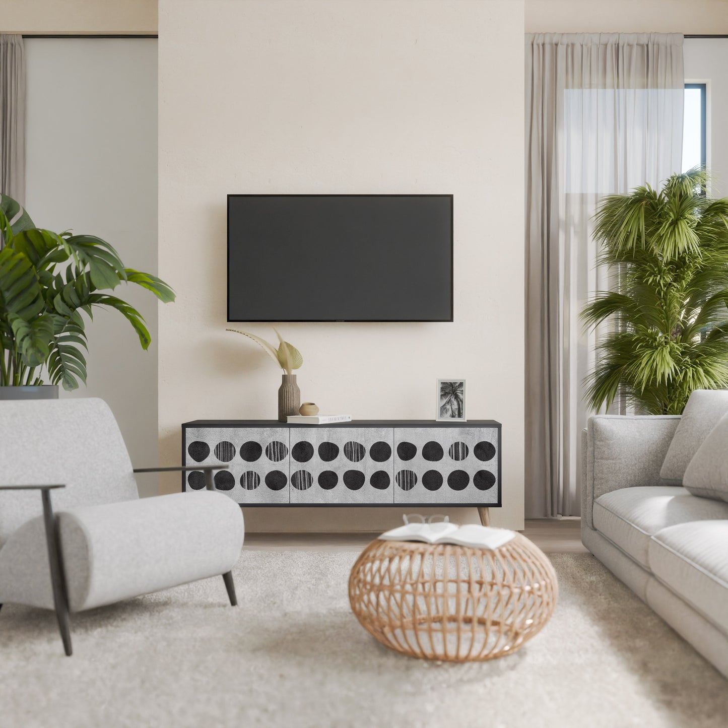 Mobile TV GHOSTLY GRADIENTS a 3 ante con finitura nera