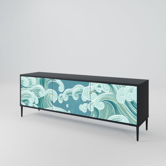 Mobile TV ASIAN SWAY a 3 ante con finitura nera