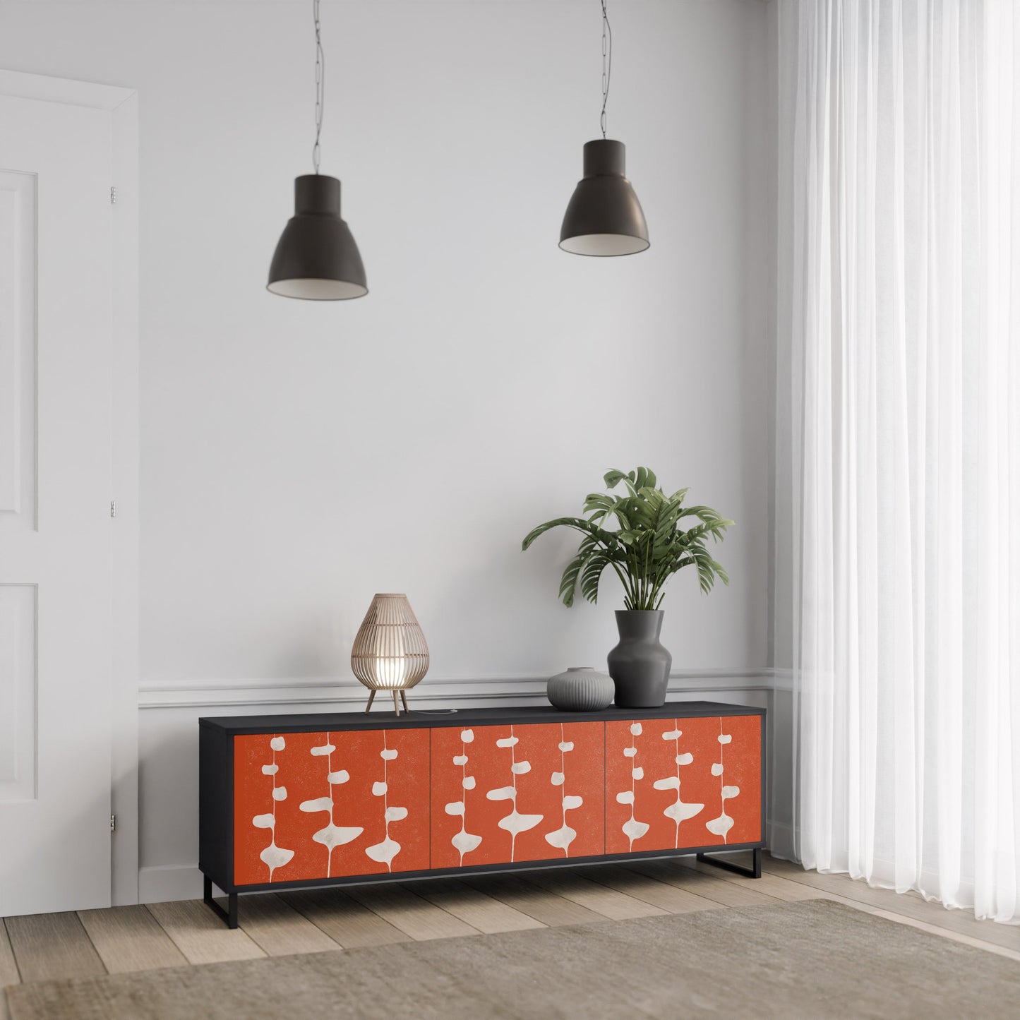 Mobile TV COURAGE MOLD a 3 ante con finitura nera