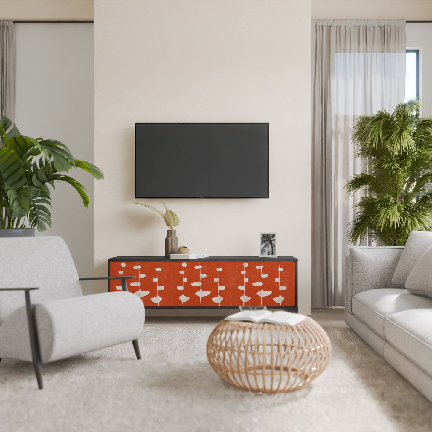 Mobile TV COURAGE MOLD a 3 ante con finitura nera